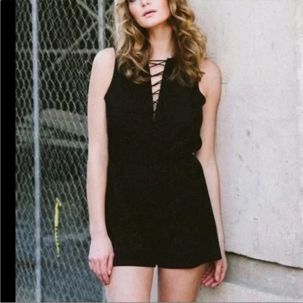 Brunette The Label Black The Lily Romper Faux Suede